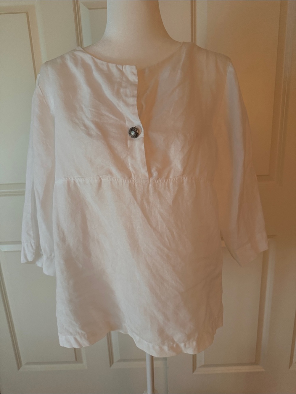 Coldwater Creek White Linen Button-Accent Tunic